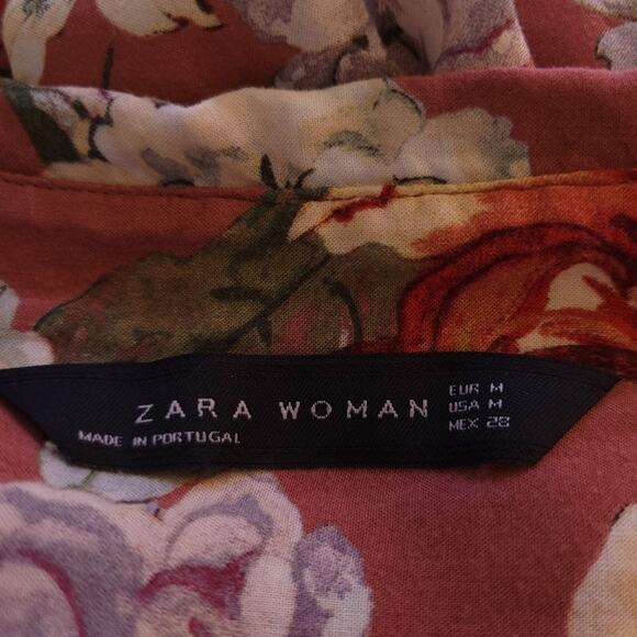 Zara Button Down Floral Shirt Medium Cute Career Casual Top Cottage Core Flowers - Picture 6 of 6